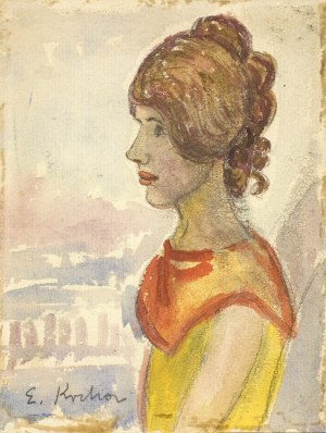 Emil KRCHA (1894-1972), Portret kobiety z profilu