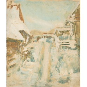 Józef PIENIĄŻEK (1888–1953), Country Cottages in a Winter Setting