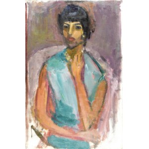 Zygmunt SCHRETER / SZRETER (1886–1977), Portrait of a Woman in a Turquoise Dress