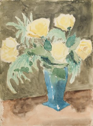 Władysław SERAFIN (1905-1988), Żółte róże w wazonie - praca dwustronna