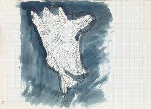 Jerzy PANEK (1918-2001), Głowa kozy na granatowym tle, 1964 [14 sierpnia]. Rysunek ze 