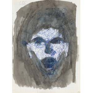 Jerzy PANEK (1918–2001), Woman’s Face on a Dark Background – en face, 1964 [September 1]. Drawing from *The Artist’s Sketchbook – 1964*