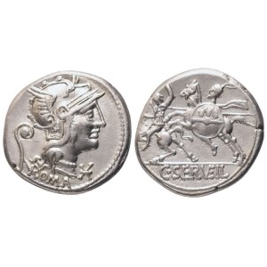 C. Servilius Vatia, denar, Rzym, 127 r. p.n.e.; srebro (3,89 g; 17,6 mm; 8 mm grubości)