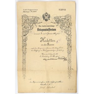 Austro-Węgry, Dokument mianujący na Kadeta Rezerwy 1912