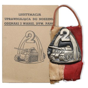 PSZnZ, Odznaka, 2 Warszawska Dywizja Pancerna + legitymacja