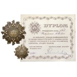 Odznaka i Miniatura, ORLĘTA Obrońcom Kresów 1919 - wz.1 + DYPLOM
