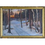 Mieczysław SIEMIŃSKI (1891–1965), Winter Forest at Sunset