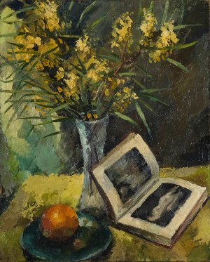 Igor TALWIŃSKI (1907-1983), Martwa natura z albumem i bukietem kwiatów, przed 1939