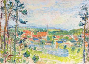 Józef SKROBIŃSKI (1910-1979), Widok na miasteczko, ok. 1950