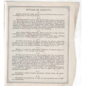 Lesný priemysel a export, 100 akcií emisie v hodnote 300 miliónov na 100 000 mariek, 1923