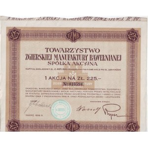 Zgierz Cotton Mill, share price: 225 zł, Zgierz, 1938