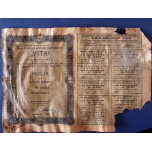 VITA, Tow. Ubezpieczeń, akcja II emisji na 100 zł, 1928 r.