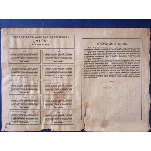 VITA, Insurance Company, share from the third issue, face value 100 zł, 1928.