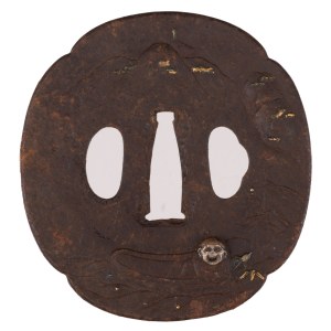Żelazna Tsuba z Okresu Edo (1603-1868), Japonia, Chiński Krajobraz
