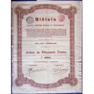 Bielaia Górnictwo i Przemysł, action à 50 francs, 1905