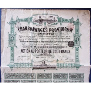 Górnictwo Prochorow (Donieck), akcja ma 500 fr 1895