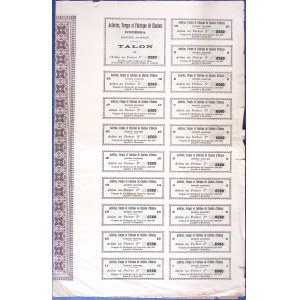 Acieries, Forges et Fabrique de Chains d'Odessa, 250-franc share from 1896.