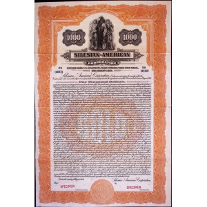 Silesian-American Co., $1,000 bond, 1924 – specimen, unnumbered