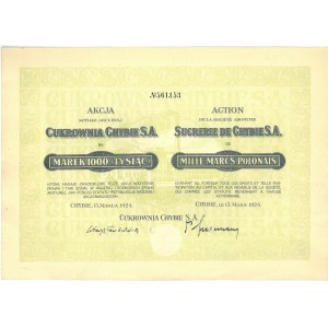Chybie Sugar Factory, 1,000-mark share, Chybie, 1924