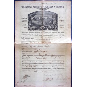 Mutual Insurance Society in Kraków, life insurance policy from 1910, Kraków