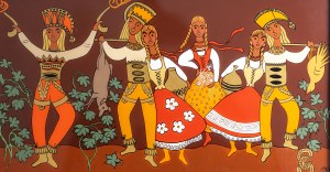 Krystyna GĄSIENICA SZOSTAK, Baciarka - Zakopane lata 60 [obraz na szkle, 25x46 cm]