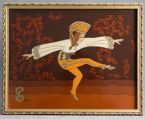 Krystyna GĄSIENICA SZOSTAK, Taniec Harnasia - Zakopane lata 60 [obraz na szkle, 25x46 cm]