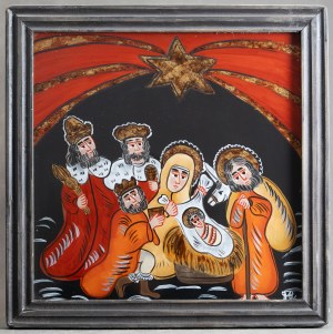 PĘKSA Jolanta, Boże Narodzenie - Zakopane 1980 [obraz na szkle, 32x32 cm]
