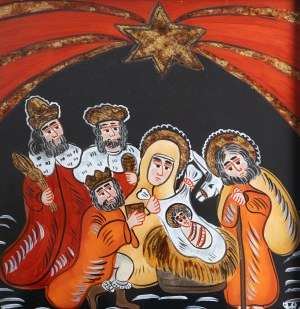 PĘKSA Jolanta, Boże Narodzenie - Zakopane 1980 [obraz na szkle, 32x32 cm]