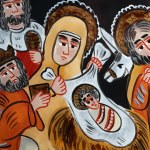 PĘKSA Jolanta, Vánoce – Zakopane 1980 [malba na skle, 32×32 cm]