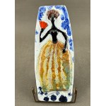 Leszek DUTKA - Ceramic plaque - Lady with a Fan - Kraków, 1960s