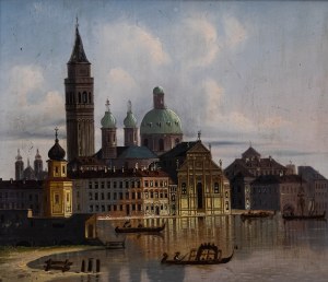 Karl Kaufmann (1843-1905), Wenecja, fragment miasta z kościołem San Giorgio Maggiore
