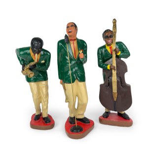 Three jazz musicians in polychrome resin