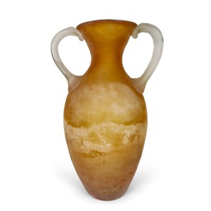 Two-handled vase in yellow scavo glass, Murano