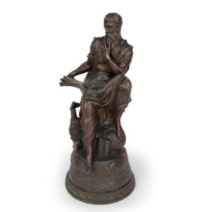 Allegory of Ingenuity, patinated metal sculpture