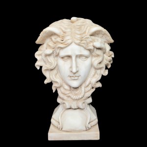 Medusa head in white marble