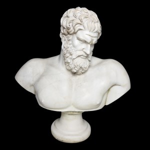 Buste de l'Hercule Farnèse en marbre blanc