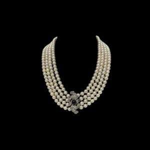 Four-strand 8mm pearl necklace
