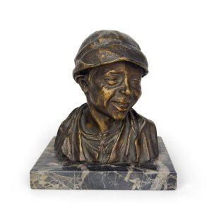 Bust of a street urchin, patinated bronze sculpture