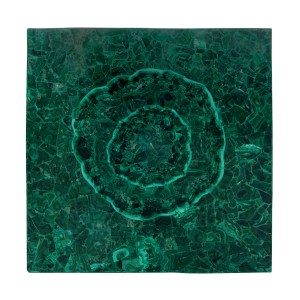 Square top in malachite-plated marble