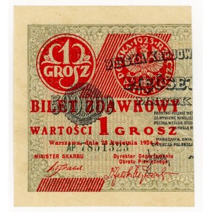1 grosz, 1924, AP series, left half