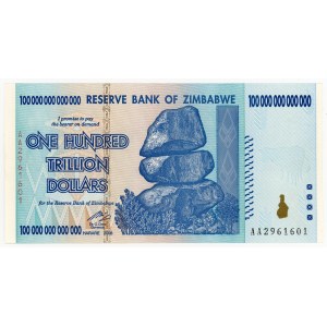 Zimbabwe, 100.000.000.000.000 dolarów 2008, seria AA