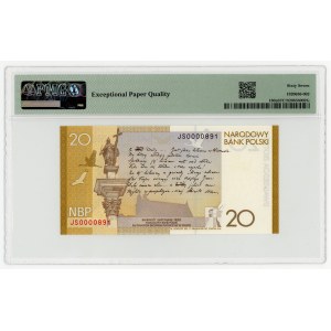 20 zlotych, 2009, Juliusz Słowacki, low serial number JS 0000891, PMG 67 EPQ