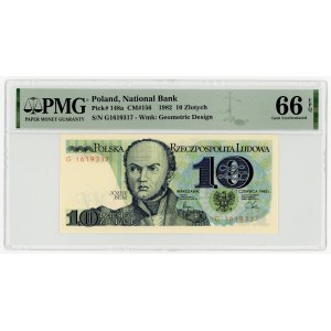 10 zlotých 1982, séria G, PMG 66 EPQ