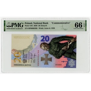 20 zlotych 2020, Battle of Warsaw 1920, low serial number RP 0000399, PMG 66 EPQ