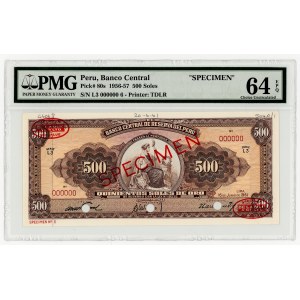 Peru, 500 Soles, 1961, SPECIMEN No. 6, serial number 000000, PMG 64 EPQ, TDLR