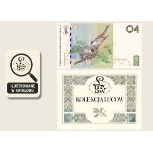 PWPW, Test Banknote, 04 Black-headed Bunting 2004, Birds, AA Series, Lucow Collection, Illustrated in the catalog