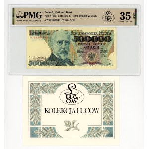 500,000 zlotys, 1990, very rare H series, Lucow Collection, L7, PMG 35 EPQ