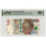 500 zlotych 2016, series AA 0002007, PMG 66 EPQ