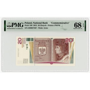 20 zlotých 2015, séria JD 0027467, Jan Długosz, PMG 68 EPQ