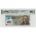 20 zlotych 2014, series LP 0000493, 100th anniversary of the formation of the Polish Legions, polymer banknote, PMG 66 EPQ